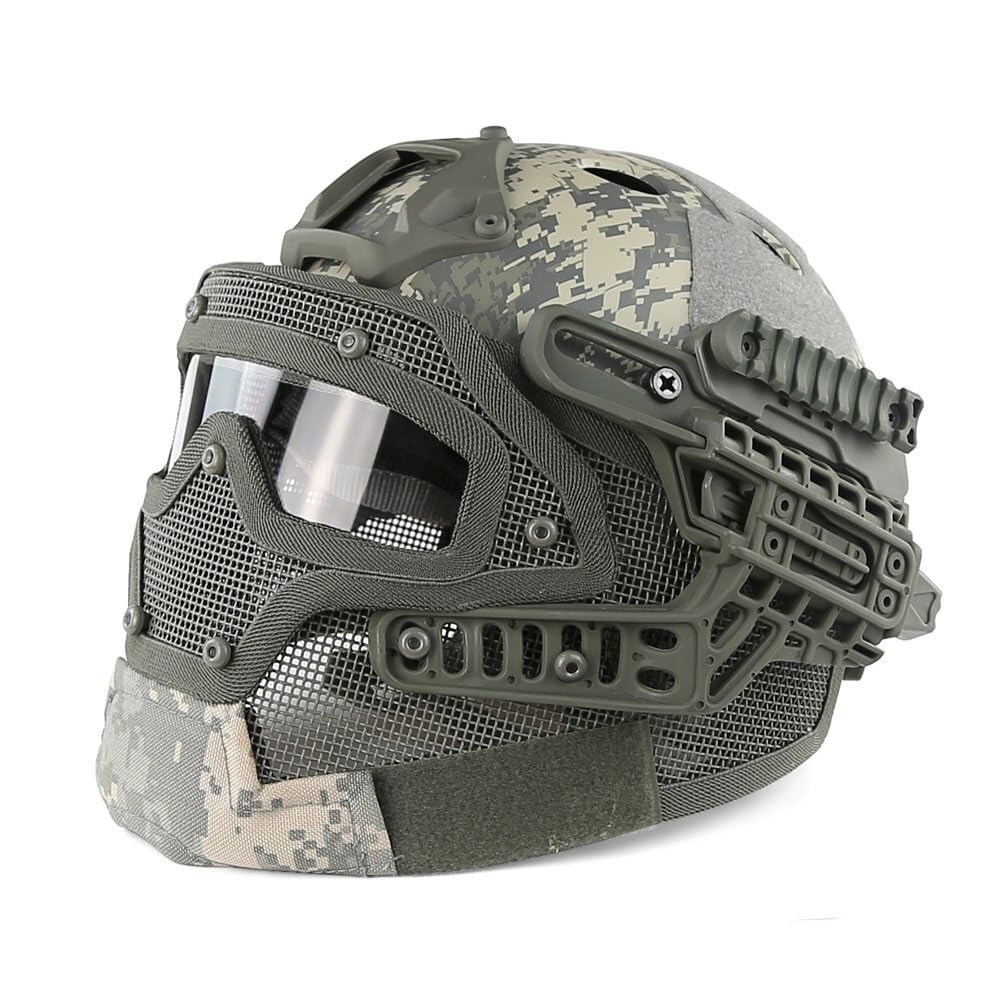 Kask Taktyczny PJ Fast Paintball, Maska ​​pełnotwarzowa Airsoft Molle Mesh, Oddychające Gogle Do Strzelania CS, Polowania(DD)
