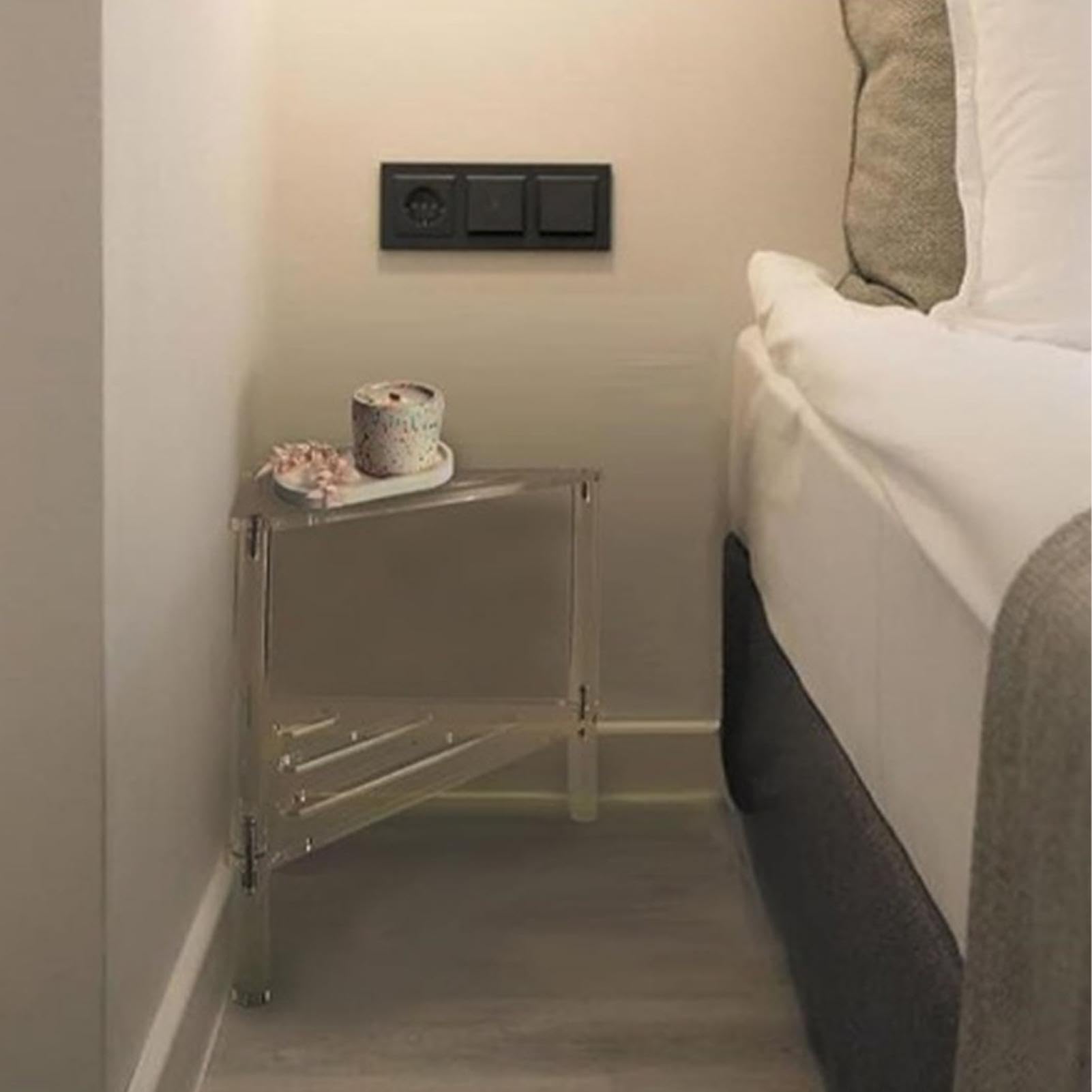 Sgabello da doccia angolare in acrilico, sedile da bagno antiscivolo e resistente, sedia da bagno stabile impermeabile con ripiano portaoggetti, sgabello moderno multiuso per doccia | Doppio Ripiano Ausilio Per Anziani Disabili Sicurezza Bagno Sgabello Da