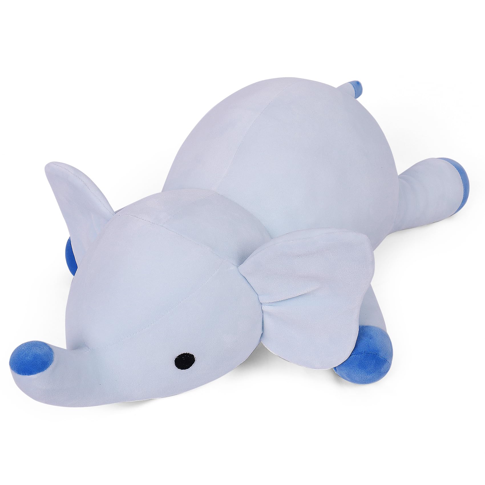 Wepop Weighted Stuffed Animals, 24in Giant Weighted Elephant Plush Toys, 4.2lb Cute Soft Plushie Throw Pillows, Birthday for Kids (Blue)