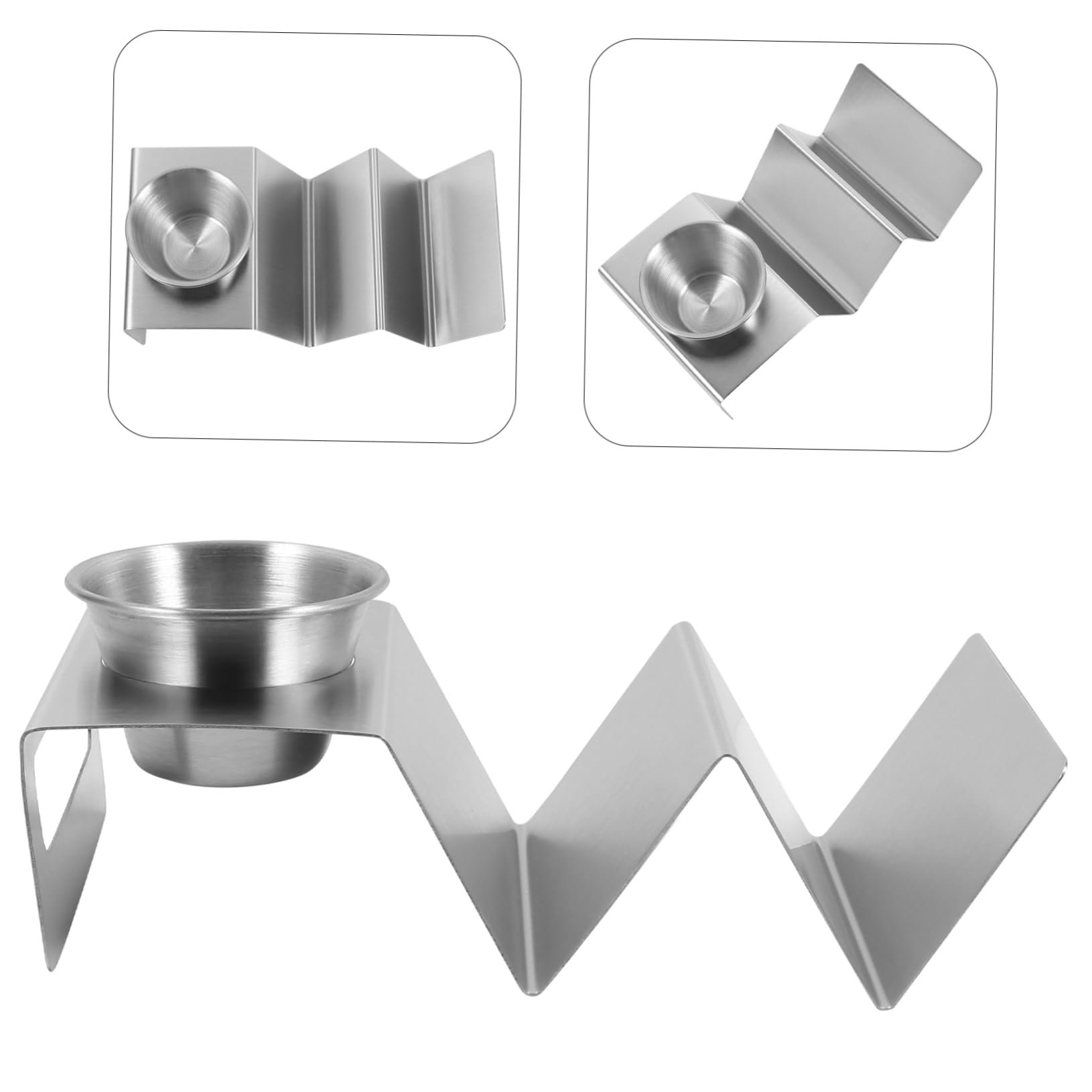 Garneck Roll Crepe Stand Display Shelf Home Taco Rack Toast Holder Appetizer Tray Galvanized Taco Holder Taco Holder Taco Shells Holder Mexican Pancake Stand Silver Stainless Steel