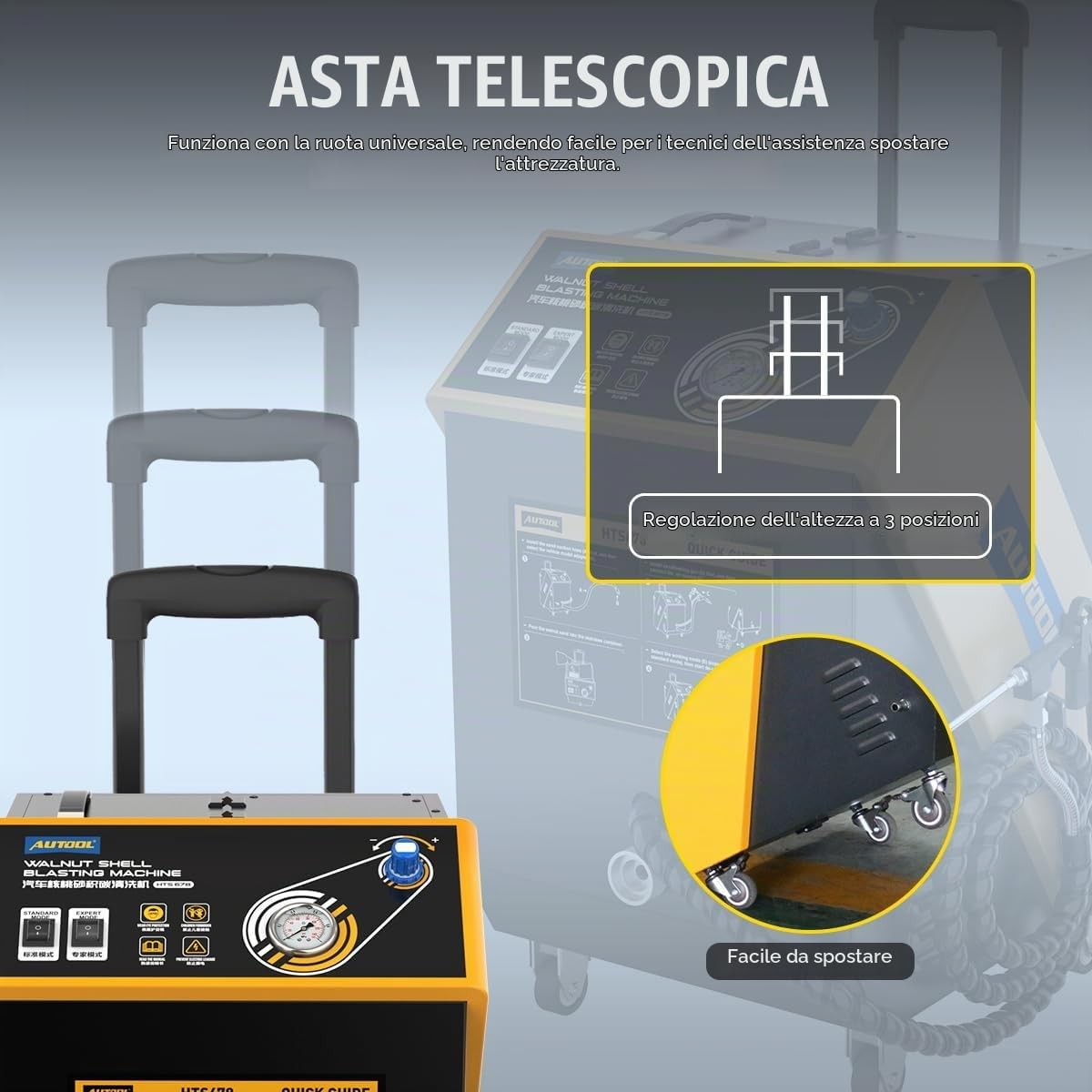 AUTOOL HT678 Sabbiatrice di Noce, Motore automobilistico Valvola del Tubo di aspirazione Macchina Pulita Sistema Valvetronic Polvere di Noce Sabbia Detergente