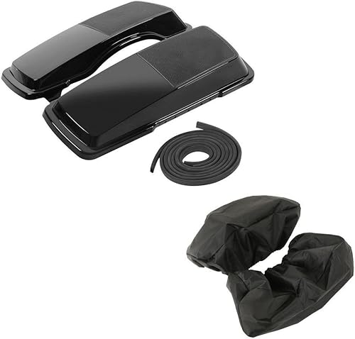 TCMT Tapas de altavoz de alforja color negro vívido para Harley CVO Road King Road Glide Electra Glide Street Glide Ultra Classic 1993-2013