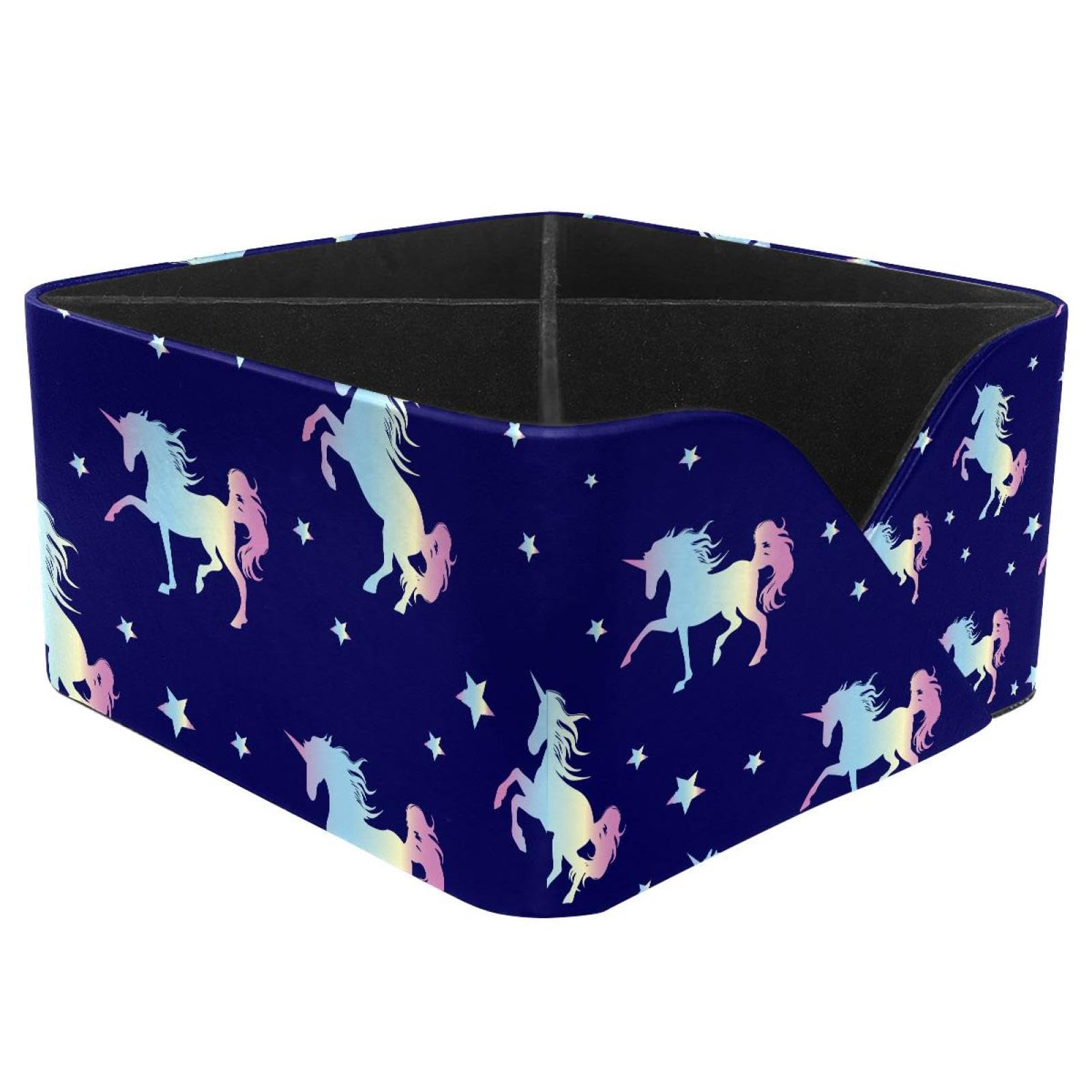 KengjuTesu Unicorn with Star Silhouette Pattern Desktop Organizer Pen Holder, Rectangular Pencil Cup for Office, Study and Makeup Stations
