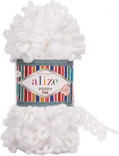Miniatura 11 de Alize Puffy Fine Baby Blanket Yarn - Lot of 5 Skeins, 500gr, 50yds, 100% Micropolyester Soft Super Chunky Bulky Woven Worested for Hand Knitting 268
