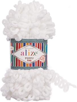 Alize Puffy Fine Yarn Lot of 2 skeins 200gr 20yds 100% Micropolyester Soft Yarn Baby Blanket Yarn Hand Knitting Yarn Super Chunky Bulky Woven Worested Yarn55