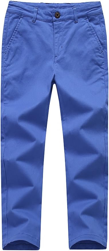 Kids Trouser Boys Chino Cotton School Trousers Adjustable Waist Formal Trouser Pants for Boy 4-14 Years
