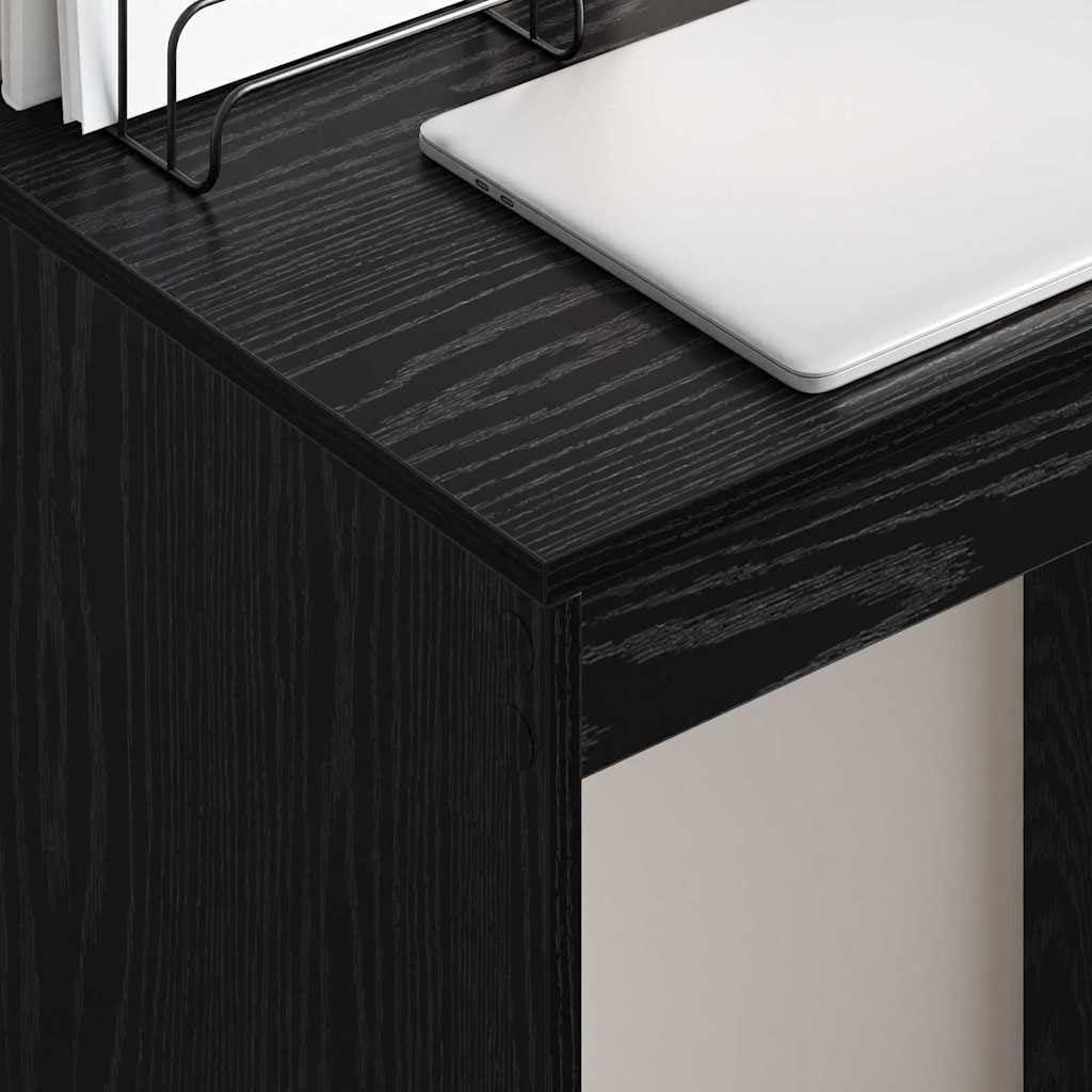 Escritorio negro de aspecto de roble compacto, 60 x 40 x 76 cm, material de madera, despacho, oficina, hogar, oficina, ahorro de espacio, con superficie de trabajo estable y fácil montaje