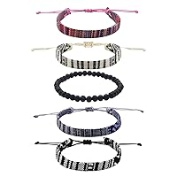 Vista 10 de 5 Pcs Surfer Beach Bracelet Men Women, Bracelets For Men, Handmade Boho Ankle Bracelet Summer Hippie Jewelry Beachy Braided Bracelets