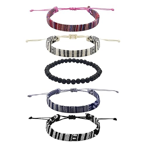 Miniatura 10 de 5 Pcs Surfer Beach Bracelet Men Women, Bracelets For Men, Handmade Boho Ankle Bracelet Summer Hippie Jewelry Beachy Braided Bracelets