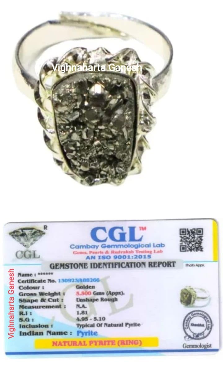 Vighnaharta Ganesh Original Raw Adjustable Pyrite Stone Ring For Boys Girls Men Women lab Certified. (B0DCYR9MJX) Amazon Price History, Amazon Price Tracker