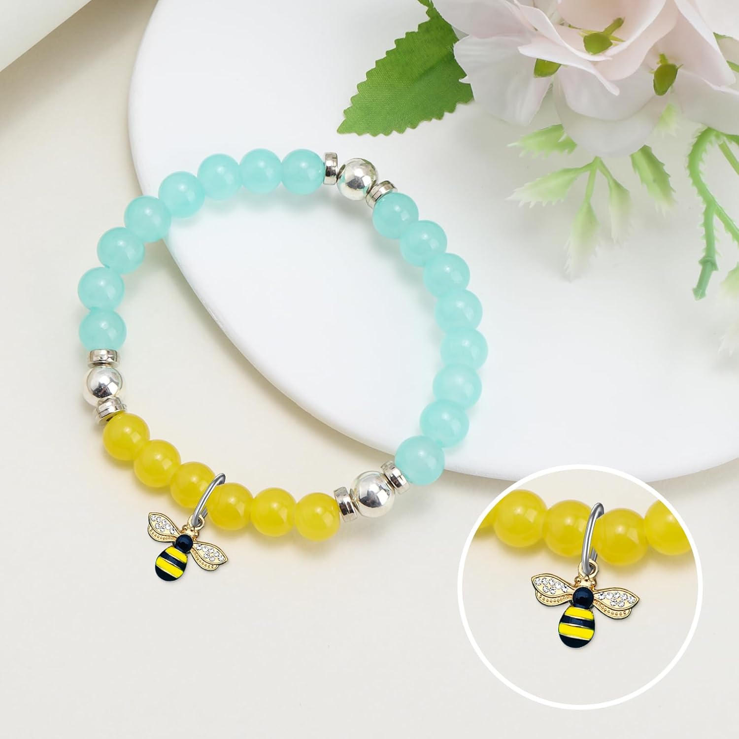 Thank You Teacher Gifts for Women Stretch Beads Bracelets Appreciation Gifts for Her Daycare Teacher Coworkers Boss Mentor Principal Nanny Beaded Bracelets Jewelry Christmas Retirement Present - Image 2