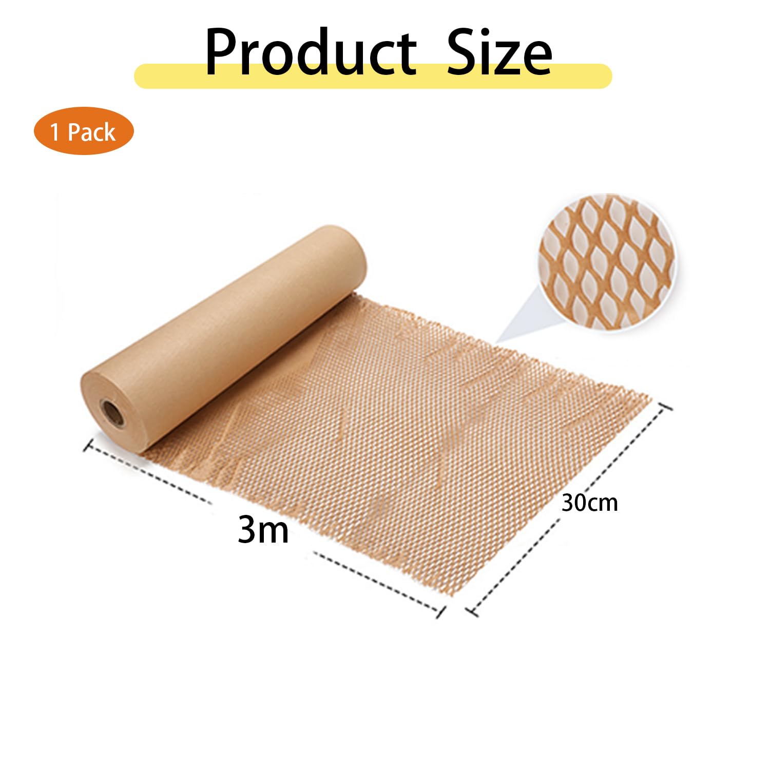 Carta Da Imballaggio A Nido D'ape, Rotolo 30 Cm X 20 M, Colore Marrone, Per Proteggere Oggetti Fragili Come Porcellane, Bicchieri E Stoviglie - 2