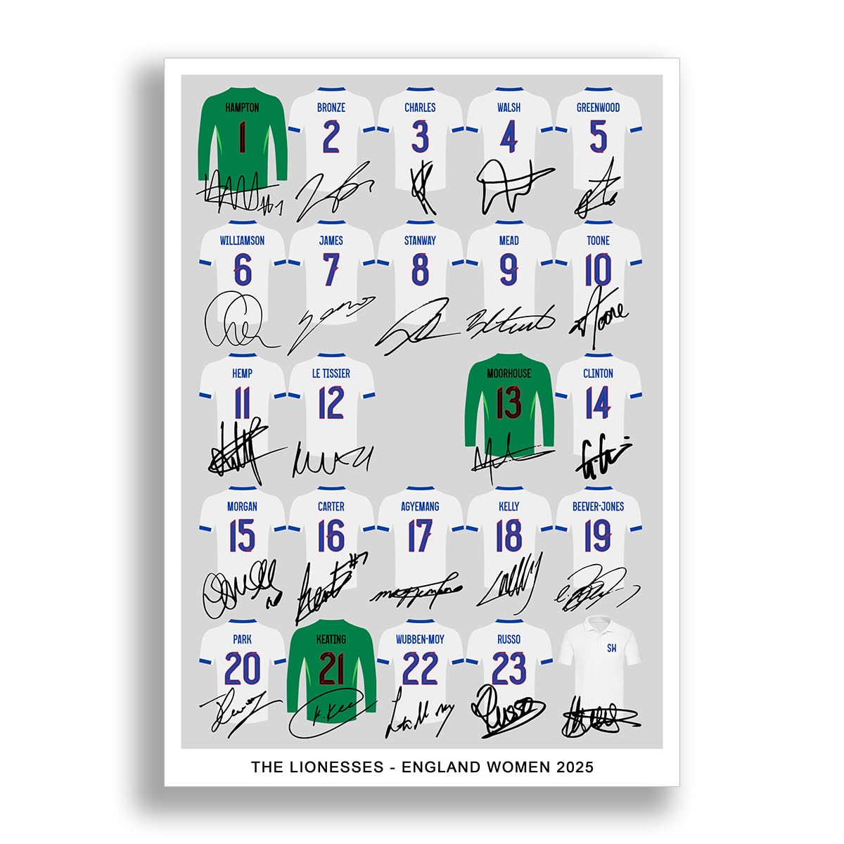 Mounted Gifts Trading Women's A3 Poster Only The Lionesses England Team Squad Euro 2025 Signed Poster Photo Print Autograph Framed Memorabilia Gift​ (A3 Poster Only)