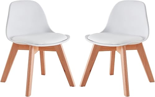 PJCOLL Juego de 2 sillas de comedor pequeñas, silla para niños, asiento tapizado simple con patas de madera para comedor, sala de estar, dormitorio,