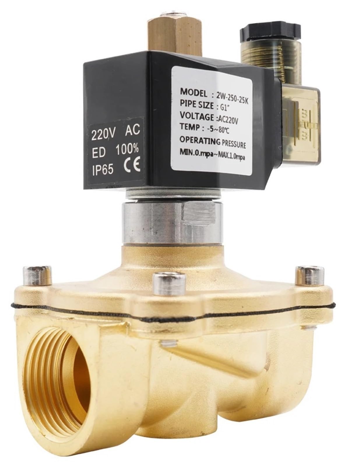 Électrovanne en laiton anti-fuite IP65 pour eau chaude DC12V