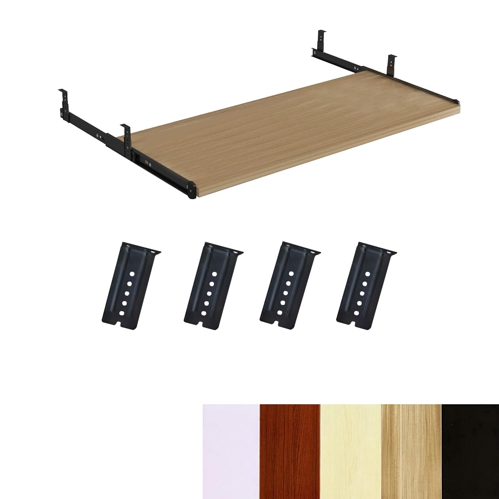Bandeja para teclado debajo del escritorio, cajón extraíble universal para el hogar y la oficina, madera de nogal, 70 x 27 cm, solución de ahorro de espacio para un espacio de trabajo ergonómico