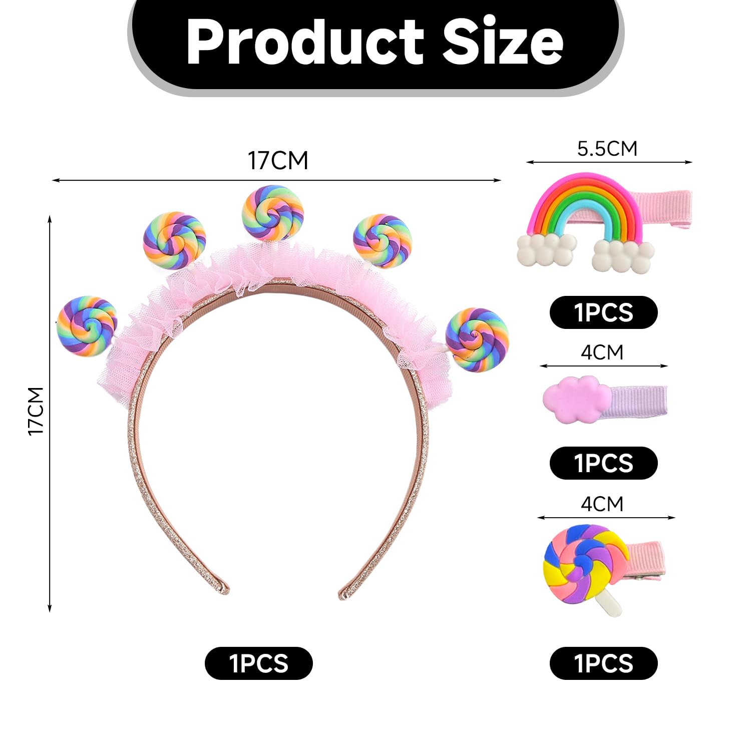 1 Piece Candy Hairband And 3 Piece Candy Hairpins, Cute Cartoon Hair Accessories, Creative And Interesting Hair Accessories - Image 2