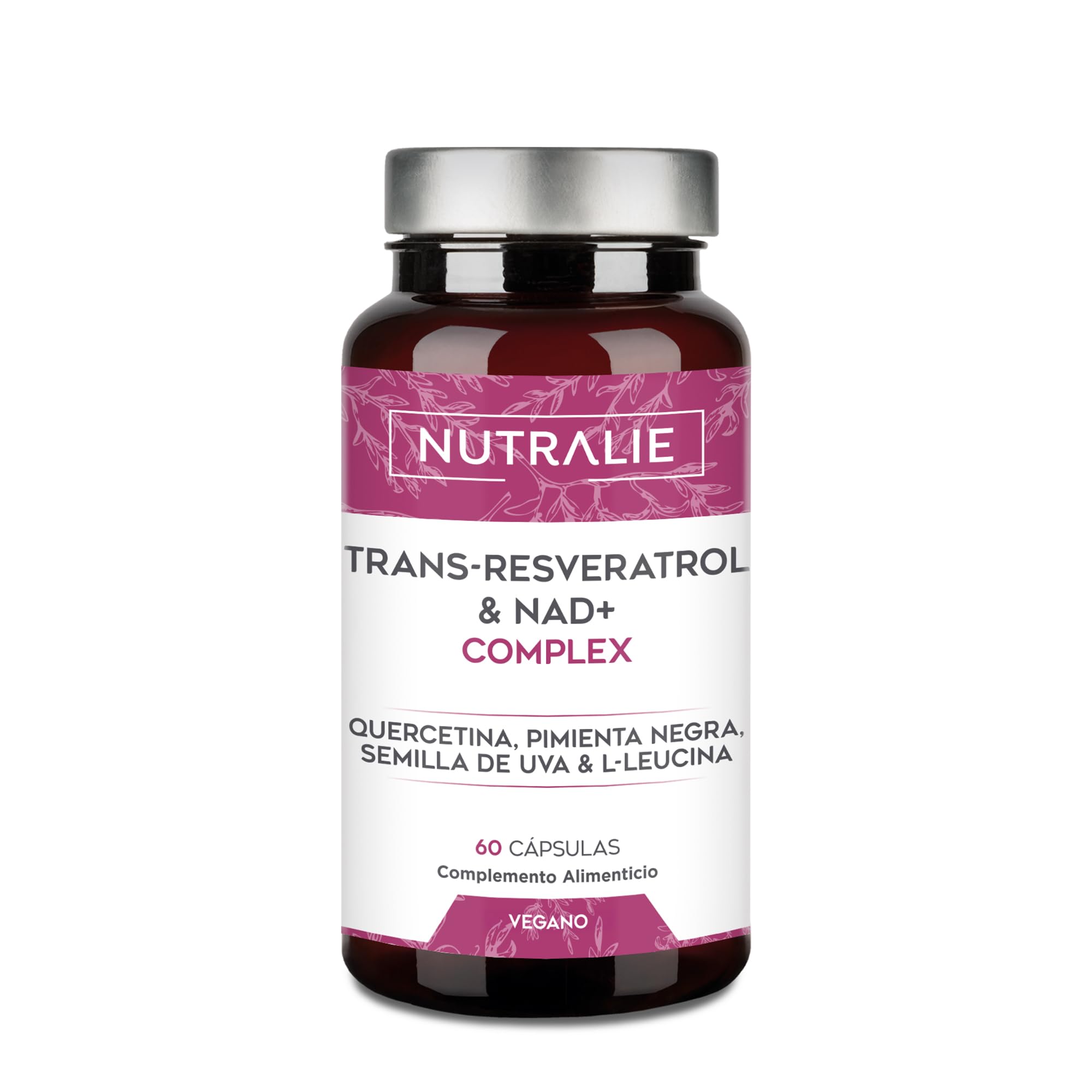 Trans Resveratrol NAD+ 686mg Complex - Quercetina Piperina Semilla Uva (OPC) - 60 Cápsulas Transresveratrol Nutralie