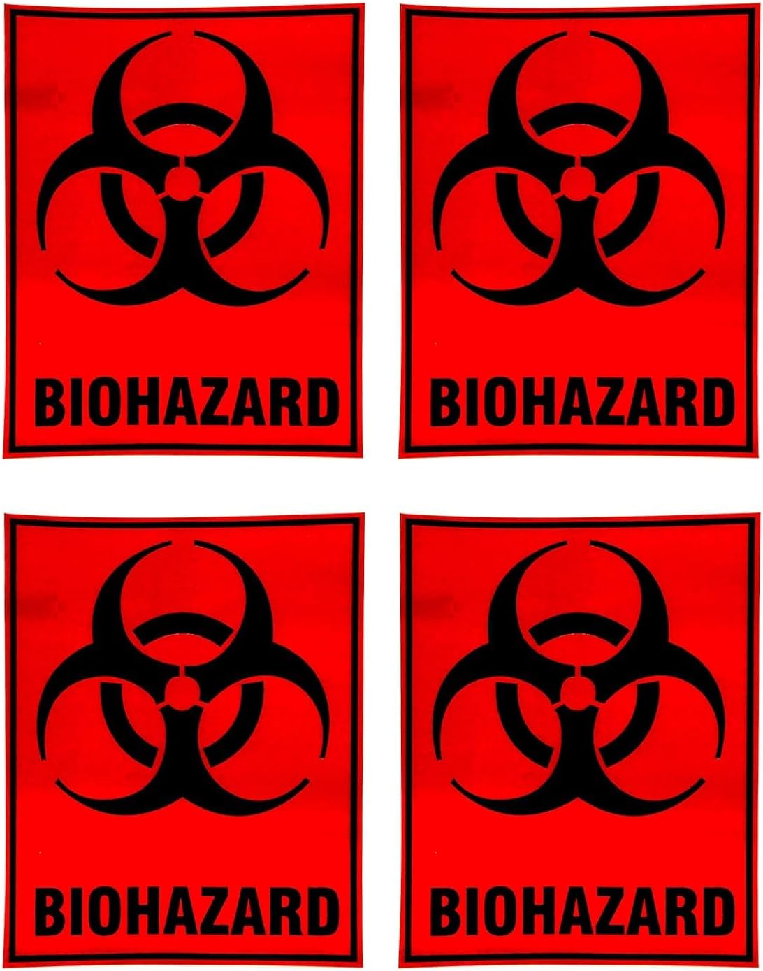 eSplanade Biohazard Biological Hazard Danger Safety Warning Sign Decal Sticker - Easy to Mount Weather Resistant Long Lasting Ink (Size 5" x 4")