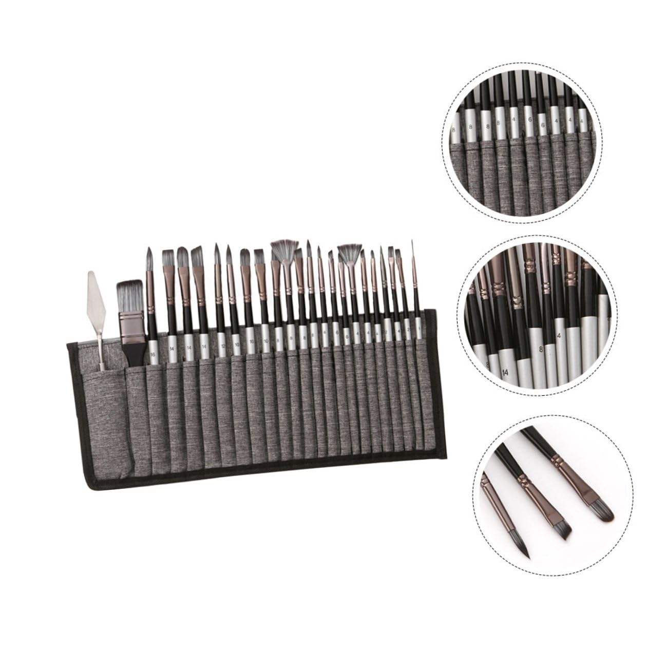 Kit de 24 Pinceaux de Peinture en Nylon avec Paquet, Ensemble Polyvalent pour Dessin à Peindre et Dessin à L'aquarelle, Forme Simple et Style Élégant