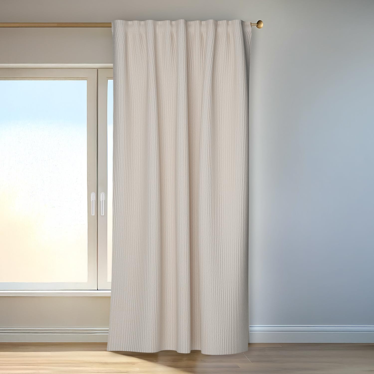 Homing Cord-Vorhang Sven Beige | Schlaufenvorhang inkl. Multifunktionsband | Blickdichter Vorhang Schlafzimmer & Wohnzimmer | Blickdicht mit verdeckten Schlaufen | 140x245 cm | 1 STK.