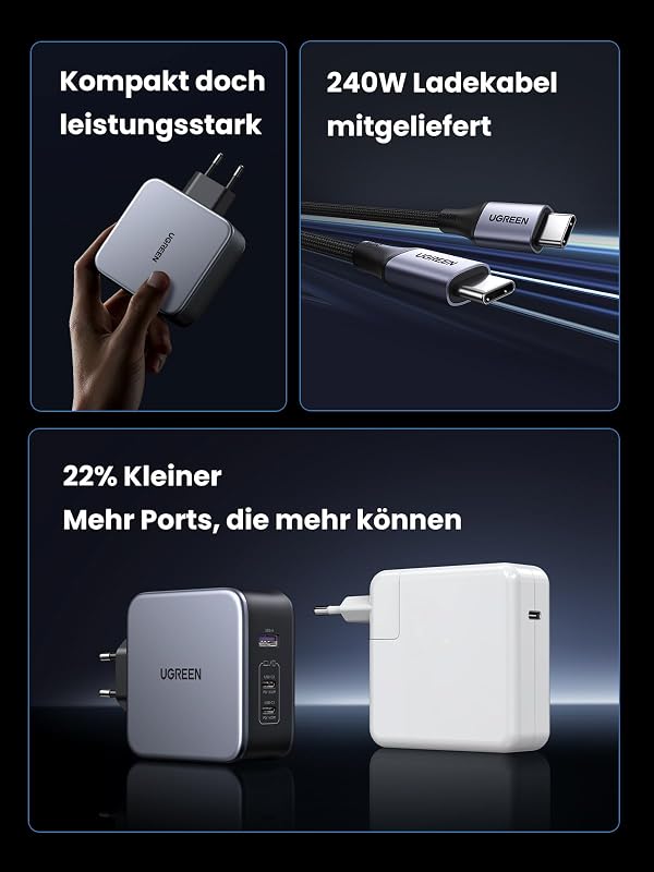 UGREEN Nexode 140W USB C GaN Töltő 3-Portos - MacBook Pro, Dell XPS, iPhone, Galaxy Telefonokkal Kompatibilis PD 3.1 Gyorstöltő Adapter
AI: