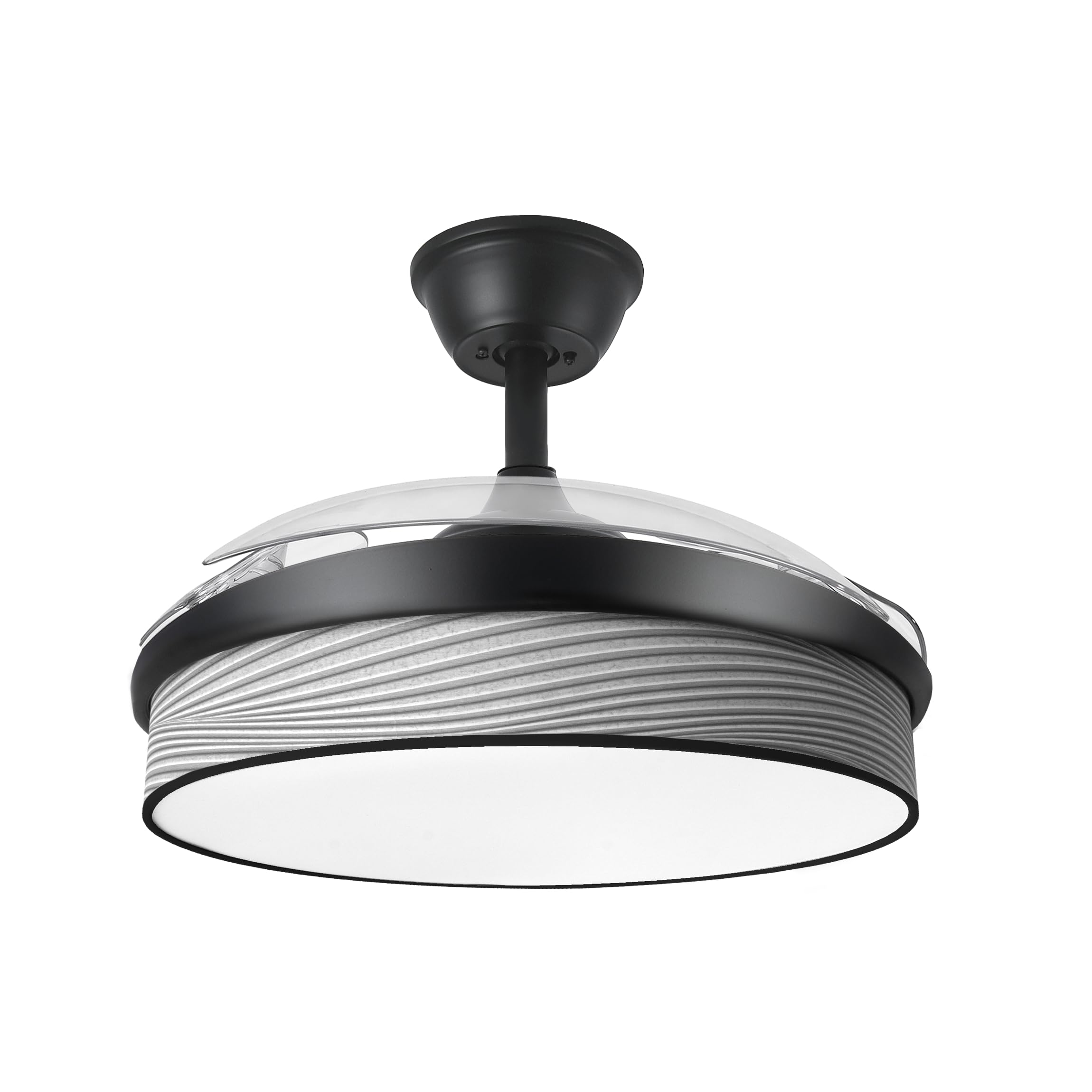 ABRILA - Ventilador DC MODA | Color Negro con tres Aspas Desplegables ABS (Negro/​Gris)