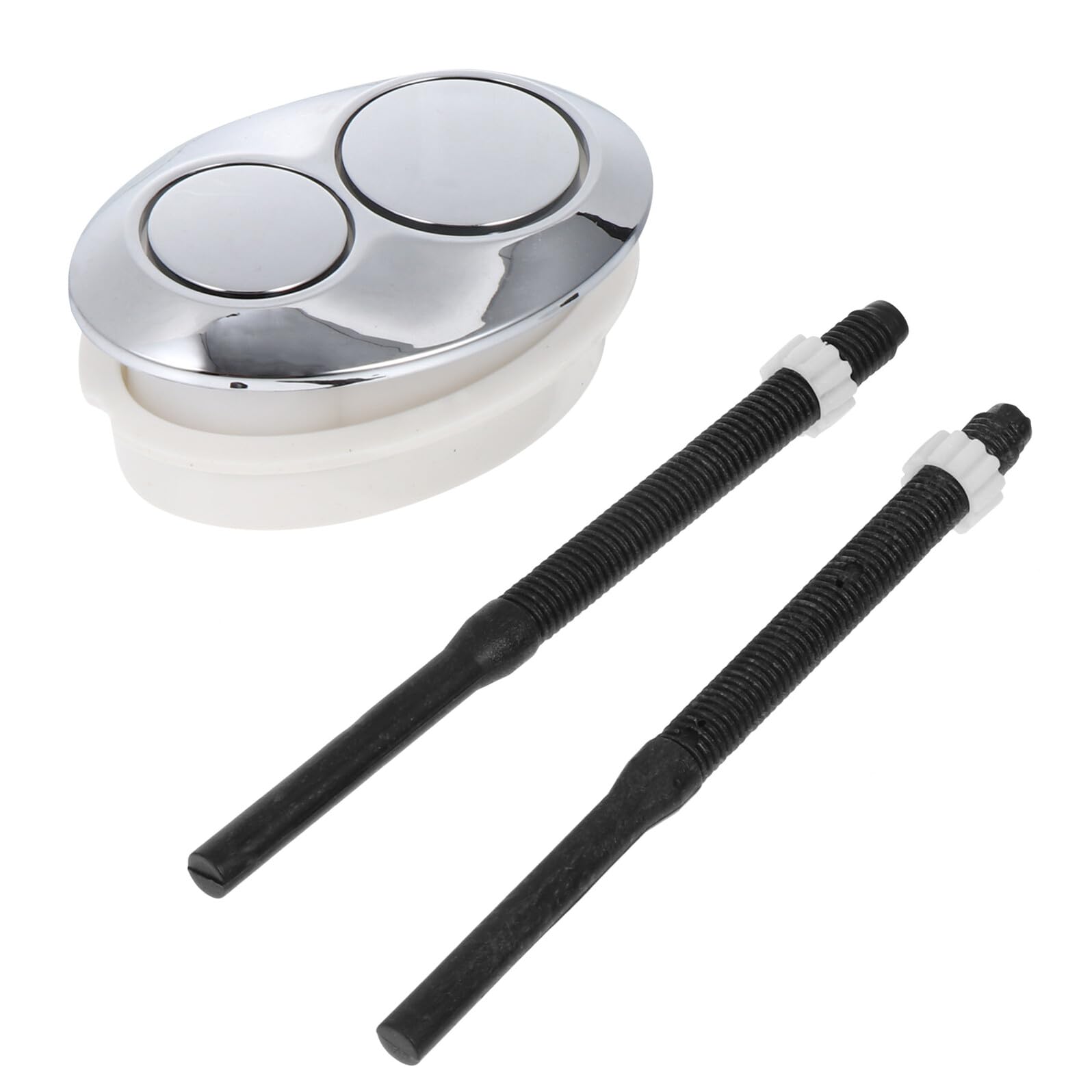 Universal Oval Toilet Flush Push Button Replacement, Dual Control Chrome-Plated Tank Button for Old-Style Cisterns, Professional Bathroom Water Valve Repair Kit, Durable ABS Plumbing Accessory