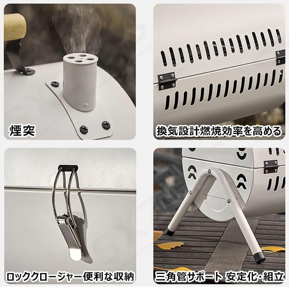 Citybaby BBQグリル ネット付き キャンプ用 軽量 ポータブル スモーク ステンレスカバー 4～6人用 (A,通常モデル)