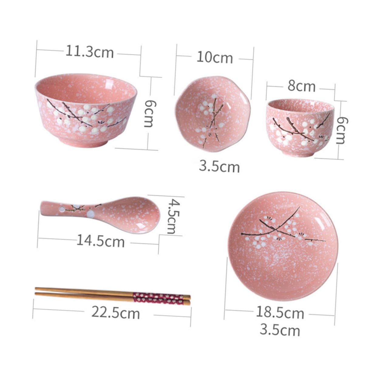 Alipis Vajilla Japonesa Rosa con Cuencos Platos Tazas y Cubiertos para Hogar y Restaurante