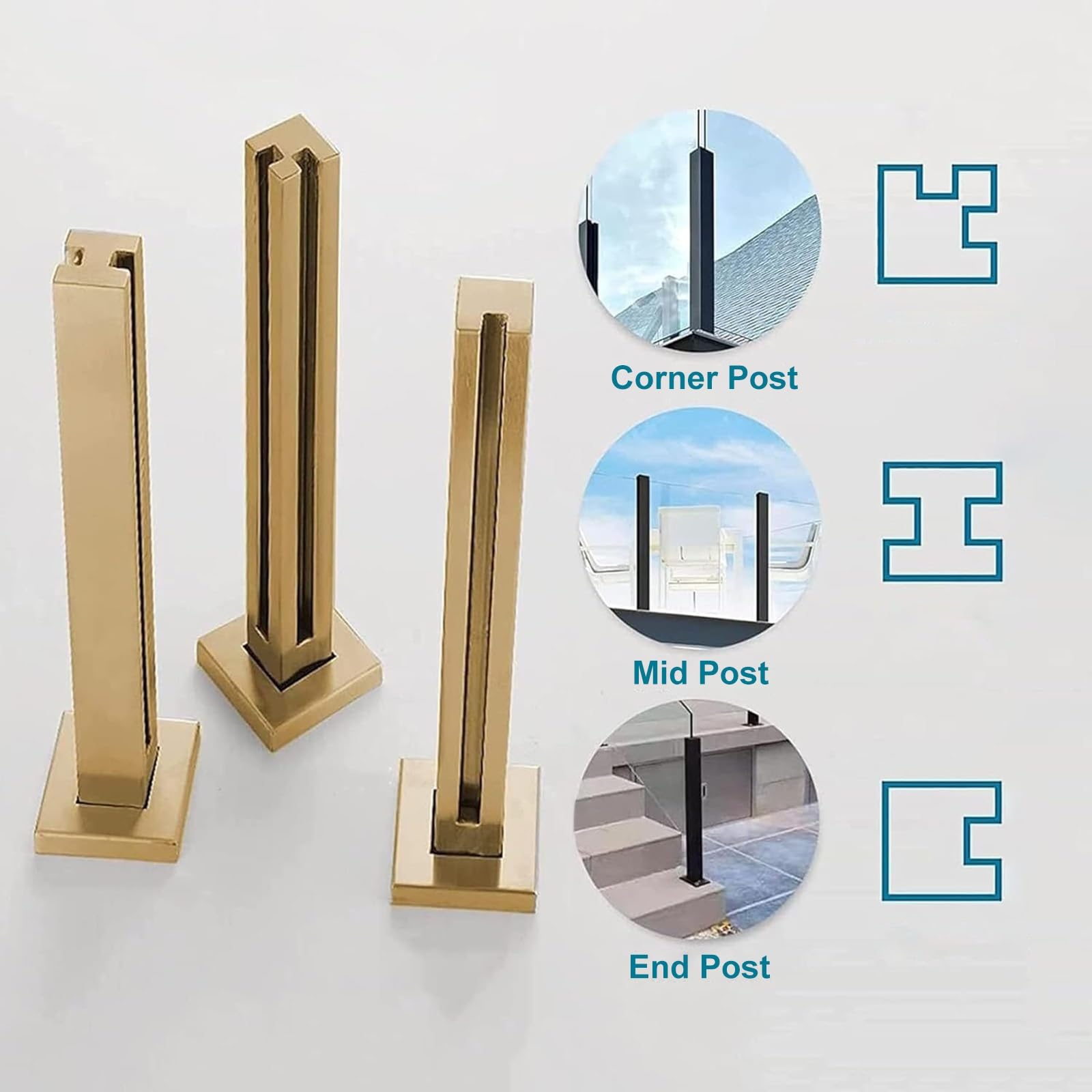 inless stalowy system tralek pokładowych Adjuble zacisk panelowy do wewnątrz/na zewnątrz kwadratowy słupek balustradowy łatwy montaż (80 cm wysokości końcowy słupek dostępny 3 szt.)