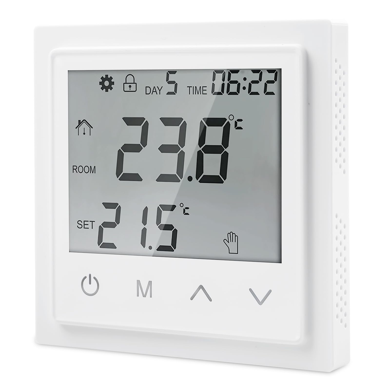 Digital thermostat for underfloor heating, electric thermostat with programmable for room temperature regulator, heating thermostat, built-in LCD display, thermostat