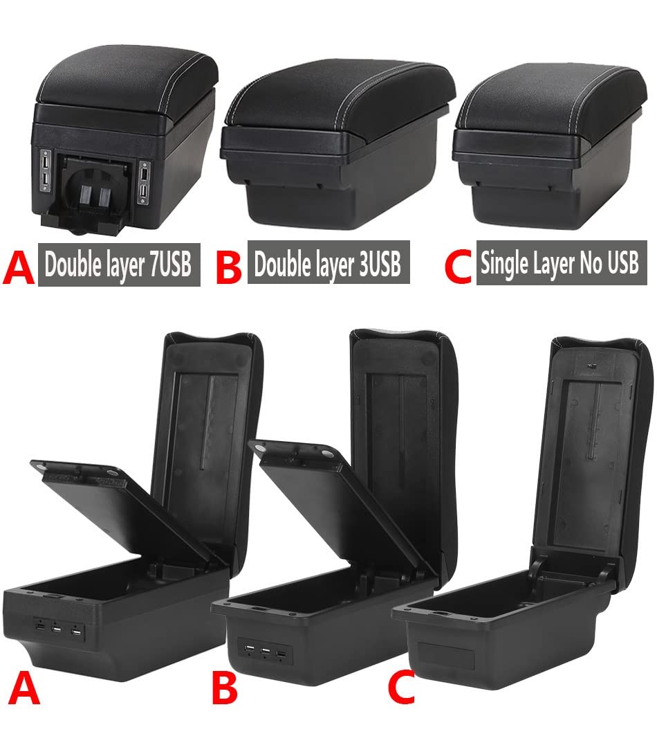 para Citroen C1 para Peugeot 107 Caja De Reposabrazos Accesorios De Coche Detalle Interior Caja De Reposabrazos Caja Almacenamiento Consola Central (Color : B1 3USB)