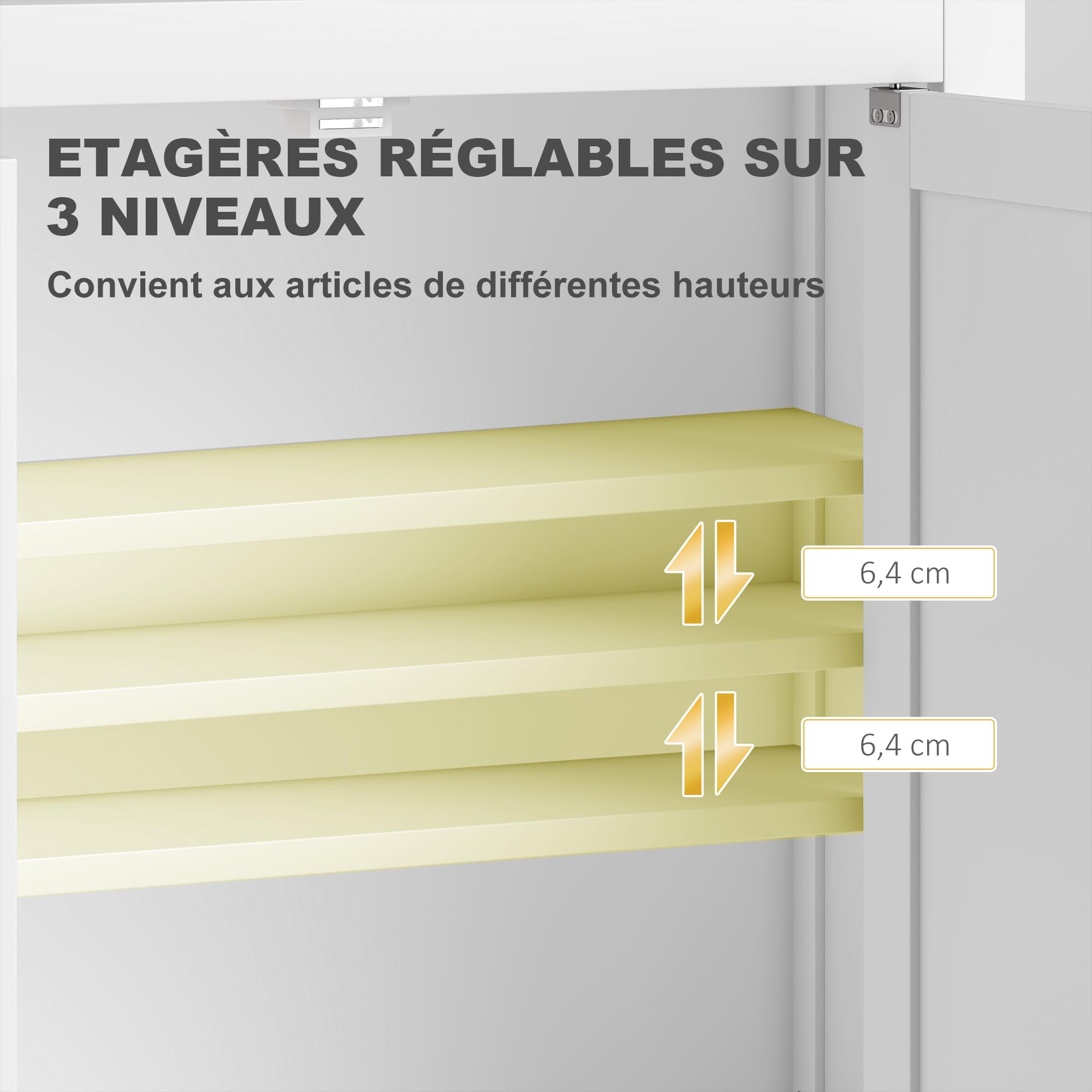 HOMCOM Armoire Murale de Salle de Bain 3 Niveaux, Meuble de Rangement Suspendu pour Salle de Bains avec 2 Portes et étagère réglable, Meuble WC Suspendu, 61 x 20 x 84 cm, Blanc