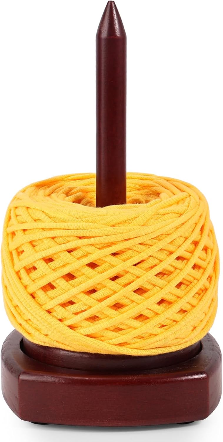 Yarn Holder for Crocheting & Knitting, Wooden Yarn Spinner Portable Small Size Crochet Holder, Easy Assembly Smooth Rotating with Anti-Slip Pads, Crochet Accessories Ideal Gift for Knitting Lovers