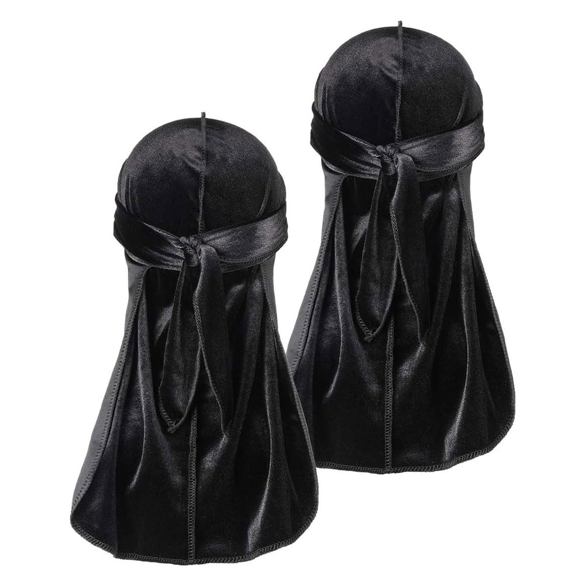 CPSYTE CPSYTE 2 Piezas Durags de Terciopelo Turbante Bandana Gorra de Cola Larga con Sombrero Fondo Simulación Sedoso Gorra de Onda para Hombres y Mujeres