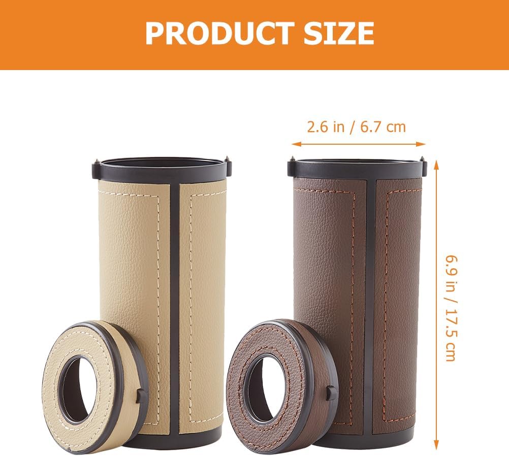 FAVOMOTO 2Pcs Tissues Cylinder Cover-Car Tissue Tube-PU Leather Round Tissues Dispenser Box- Creative Tissue Holder Cup- Paper Towel Cover Napkin Organizer