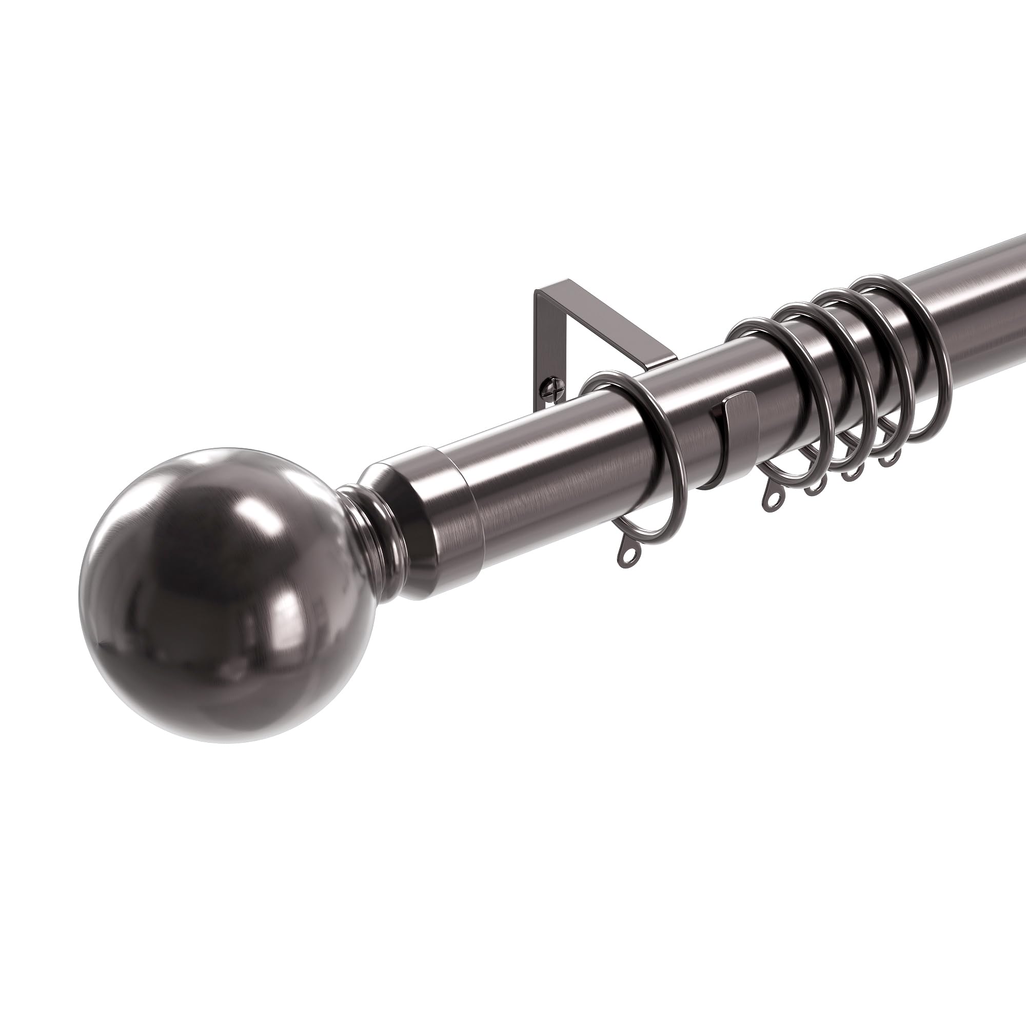 Loch & Skye Curtain Poles for Eyelet Curtains Metal Extendable 70 to 300cm Curtain Rod Adjustable Poles with Brackets & Fittings Set for Home, Office, Living Room & Kitchen (Black Nickel, 120cm)