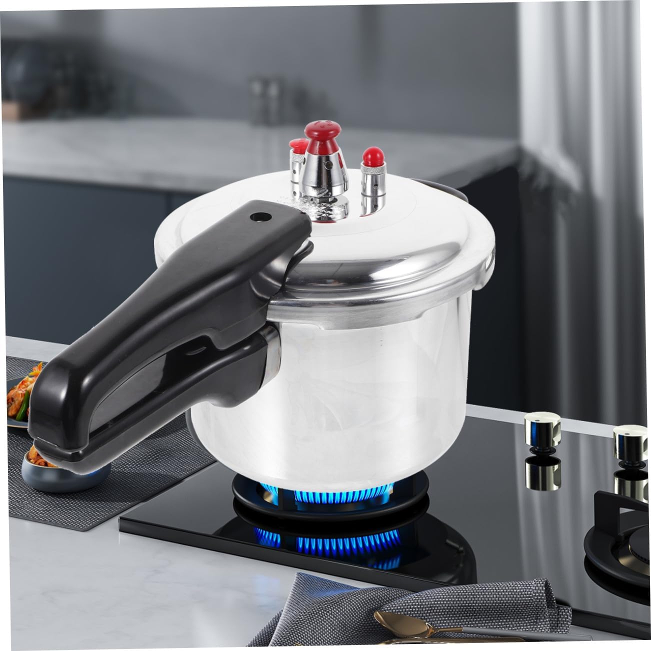 Amosfun Composite Bottom Pressure Cooker for Induction Stove Stovetop Pressure Cooker Cooking Pot