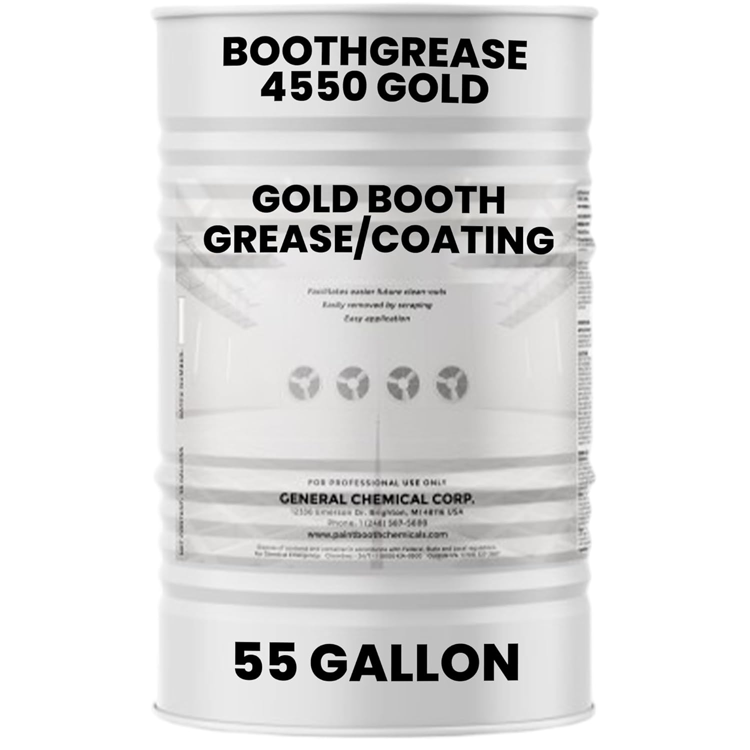Booth Grease 4550 Gold Protective Coating – Greasy Barrier for Booth and Baffle Coating, Reduces Overspray, Water Resistant, High Adhesion, Easy Application & Removal, for Industrial Use - 55 Gallon