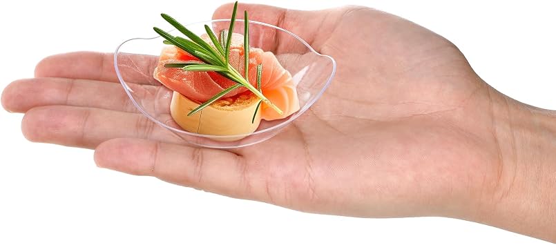 Kingrol 200 Ct Mini Dessert Plates, 3-1/8 x 2-5/8 Inches Clear Disposable Plastic Tray