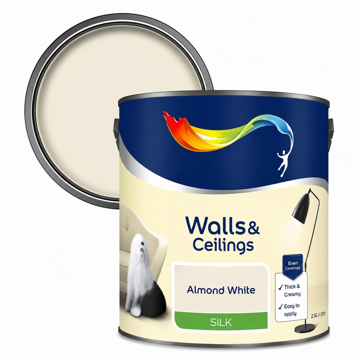 AXpower Inspirational Technology Empowering People Walls & Ceilings Silk Emulsion Paint Salute 2.5L | Smooth Mid Sheen Interior Wall Paint | Rich Blue Finish with Excellent Coverage (Almond White) โ image 1