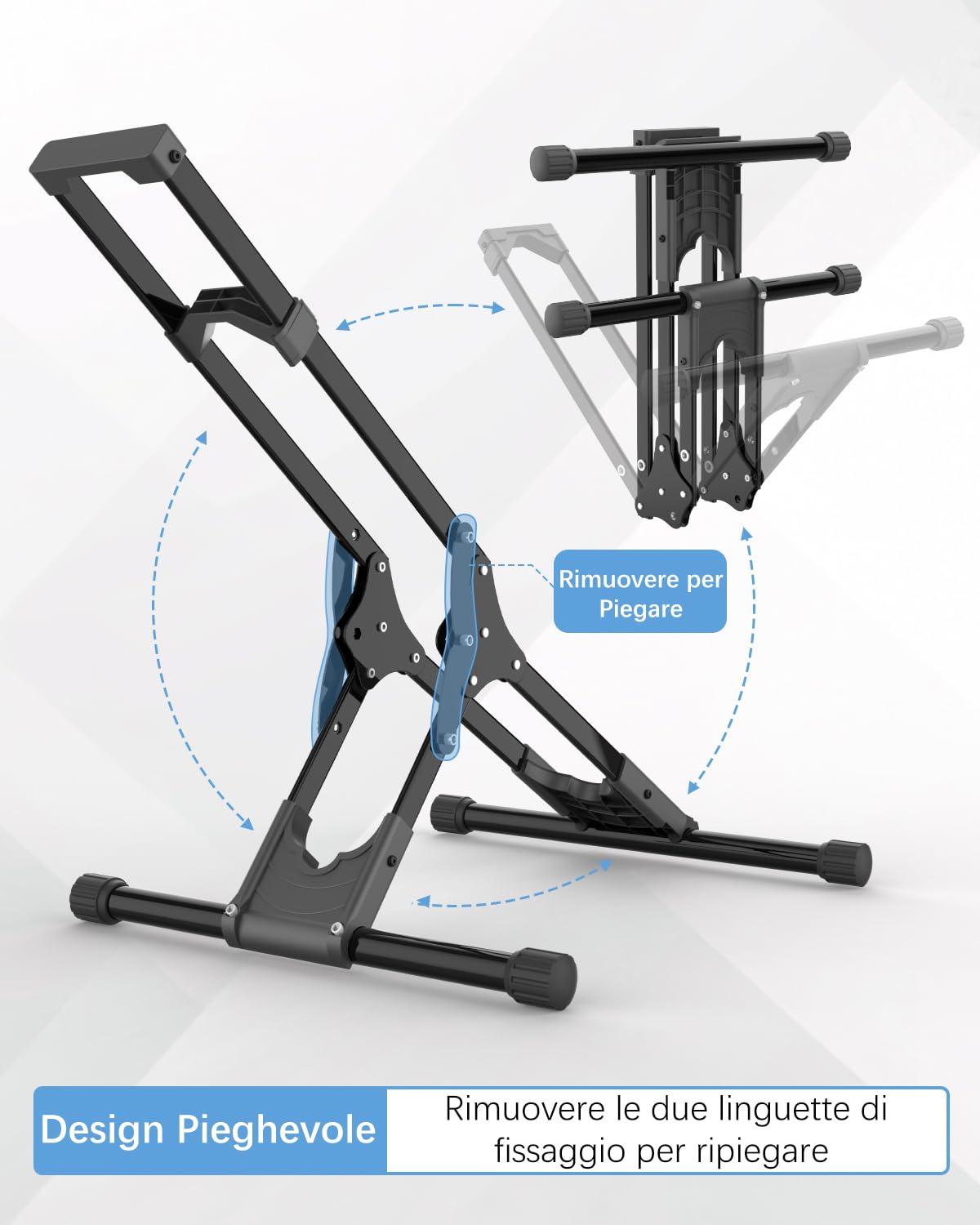 Cavalletto Bici, Porta Bici Da Terra Acciaio Supporto Bici 20“-29” Ripiegabile per Pneumatici Anteriori, per Garage/Casa