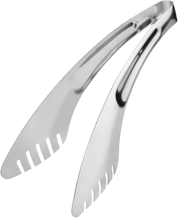9-Inch Salad Serving Tongs, 18/8 Stainless Steel Kitchen Cooking Tongs for Pasta Noodles BBQ Buffet | Dishwasher Safe |