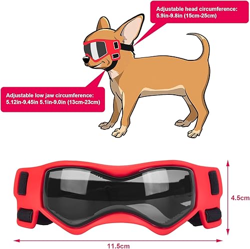 Miniatura 5 de OWNPETS Gafas de sol para perros, lentes de sol para perros, pan pequeño con correa ajustable, protección UV, protección contra el desgaste,