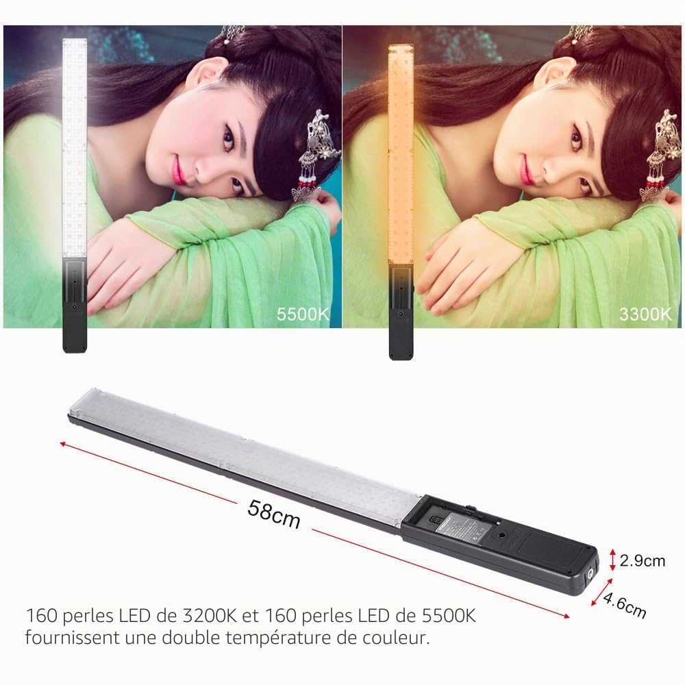 Yongnuo YN360 Barre LED RVB pour éclairage Photo avec Option de contrôle Via Smartphone Noire 5500-3200 K, 2560 LM