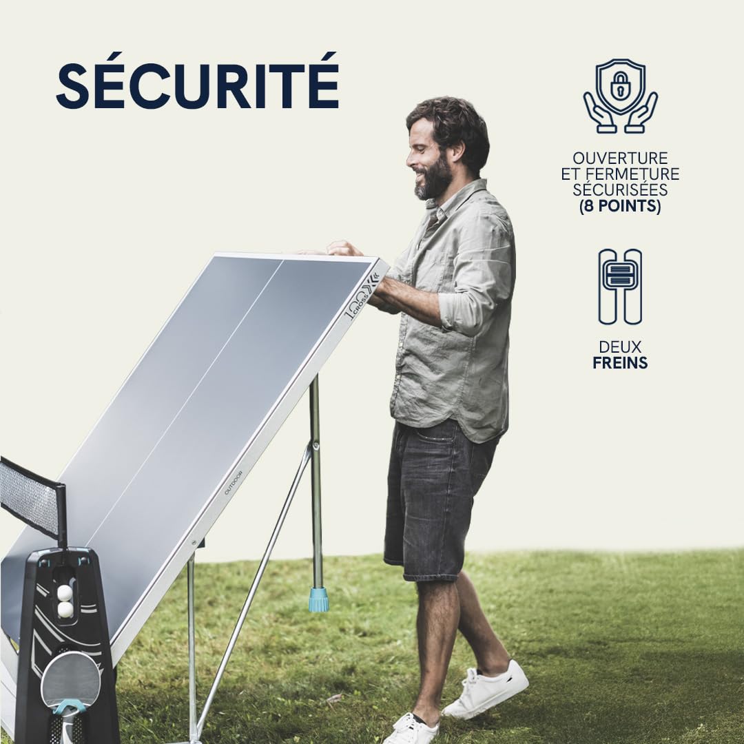 Cornilleau - Table de ping-Pong d'extérieur 100X Outdoor - Loisir de Jardin - Agrément FFTT - Bleu ou Gris