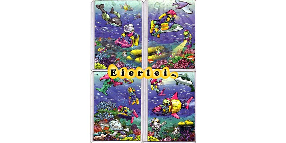KinderÜberraschung Ferrerospace Ocean All 4 Puzzles with All Contents (Super Puzzle 60 Pieces)
