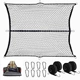 Red de Carga Altamente Elástica, 1,5 X 1,8 m, Extensible hasta 2,5 X 2,9 m (Una Capa), con 8 mosquetones de Acero + 4 Correas 2 m Sujeción, Red Carga para Camión, Cargas Ligeras Diarias Camion