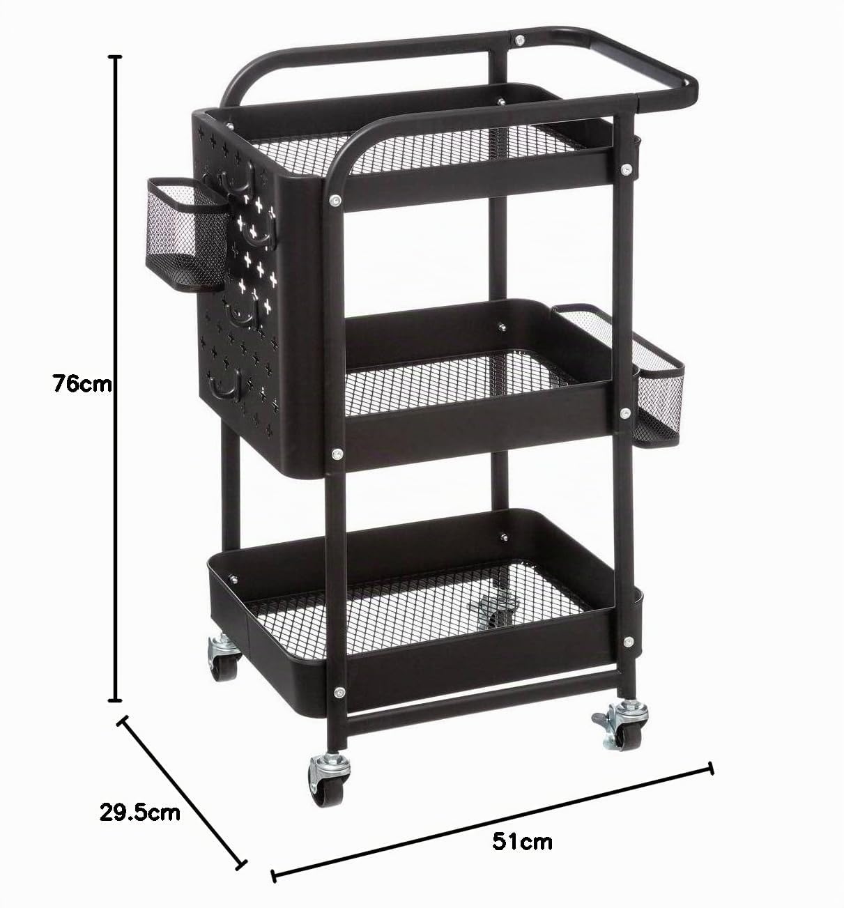 5Five Desserte métal Noir roulettes 52 cm